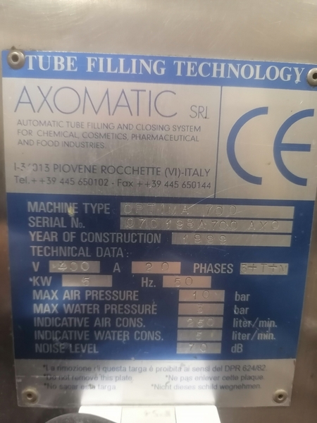 Продам Б/У машину для наполнения туб AXOMATIC OPTIMA 700. - Изображение #3, Объявление #1749404